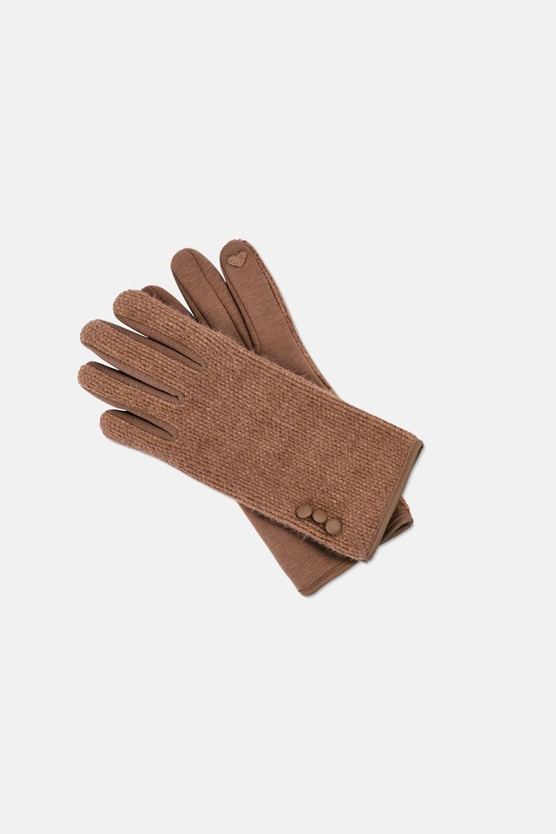 Tchibo Women 1 Pair Textured Gloves, Brown  - Image 2