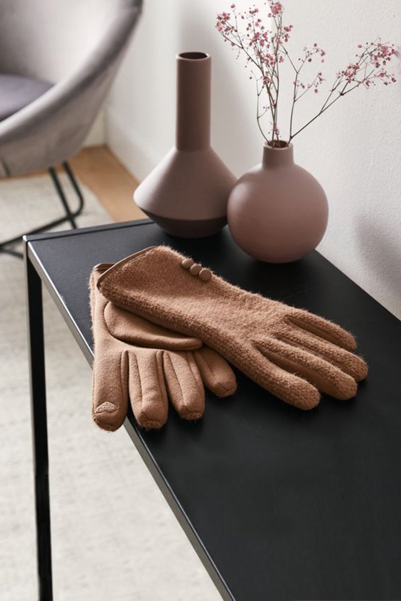 Tchibo Women 1 Pair Textured Gloves, Brown  - Image 1