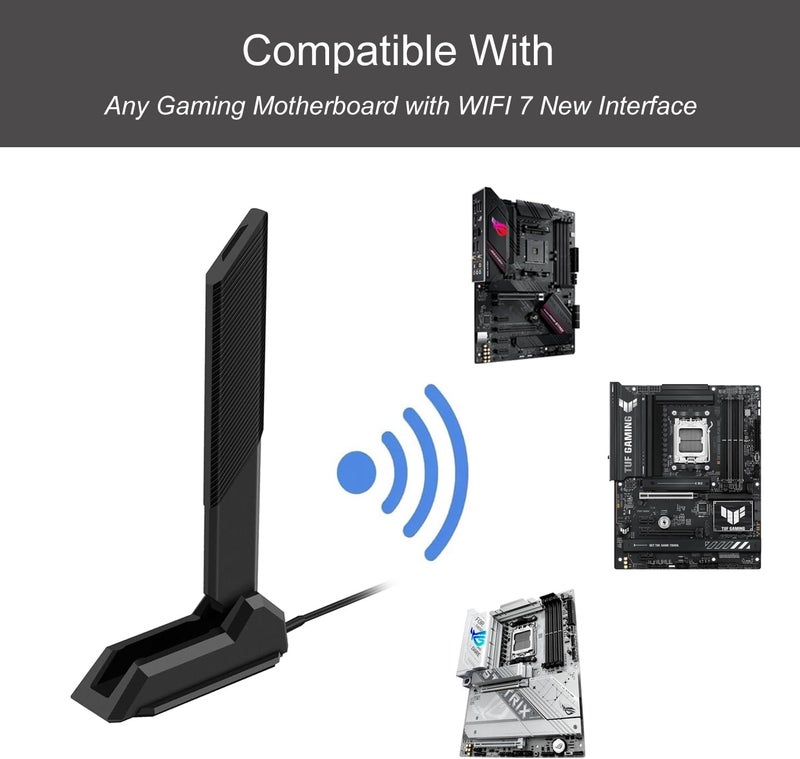 هوائي قاعدة مغناطيسي للوحة الأم للألعاب WiFi 7 مع موصل EZ-Plug (ليس RP-SMA) لسلسلة ASUS ROG Stix وASUS TUF/ROG Crosshair/Prime/ProArt للوحات الأم للألعاب WiFi 7، من Slinkdsco تصميم عصري لكل اختيار - Image 5