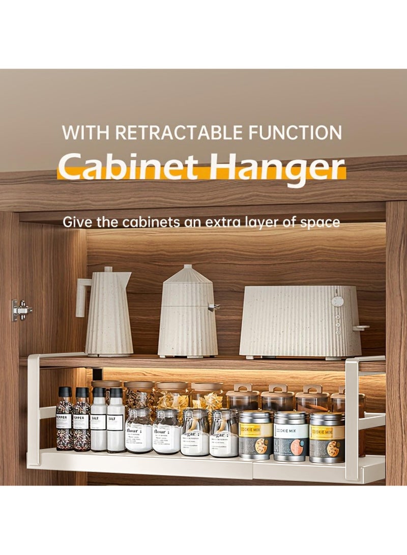 شو وو سلة تخزين معلقة أسفل الرف، قطعة واحدة، رفوف تخزين إضافية قابلة للتعديل أسفل الخزانة، منظم سلال منزلقة شديدة التحمل لخزانة المؤن وخزانة المطبخ والمكتب، أبيض - Image 5