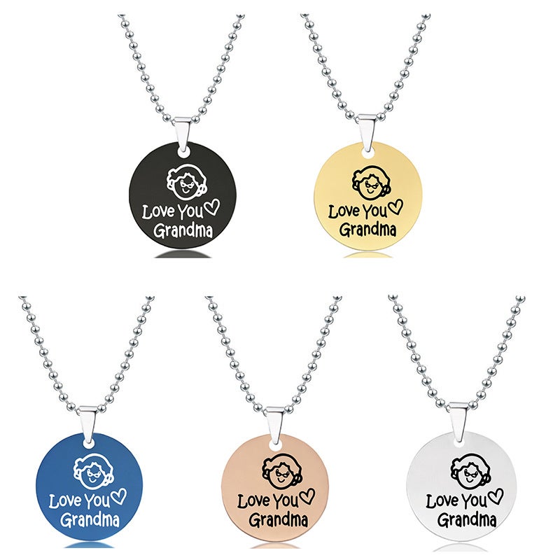 Necklace Lettering Jewelry Mamami Mother Children'S Mother'S Day Gift Round Titanium Steel Necklace - Image 2