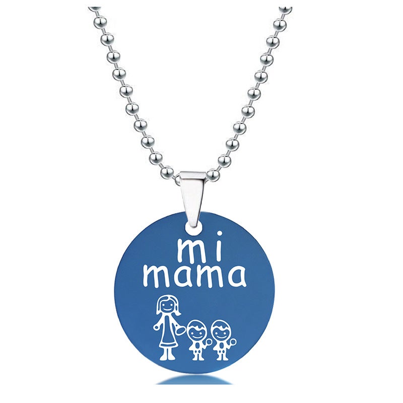 Necklace Lettering Jewelry Mamami Mother Children'S Mother'S Day Gift Round Titanium Steel Necklace - Image 1