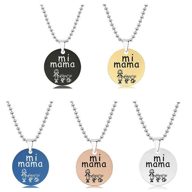 Necklace Lettering Jewelry Mamami Mother Children'S Mother'S Day Gift Round Titanium Steel Necklace - Image 5