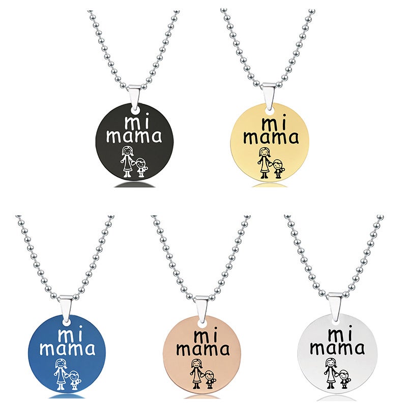 Necklace Lettering Jewelry Mamami Mother Children'S Mother'S Day Gift Round Titanium Steel Necklace - Image 4
