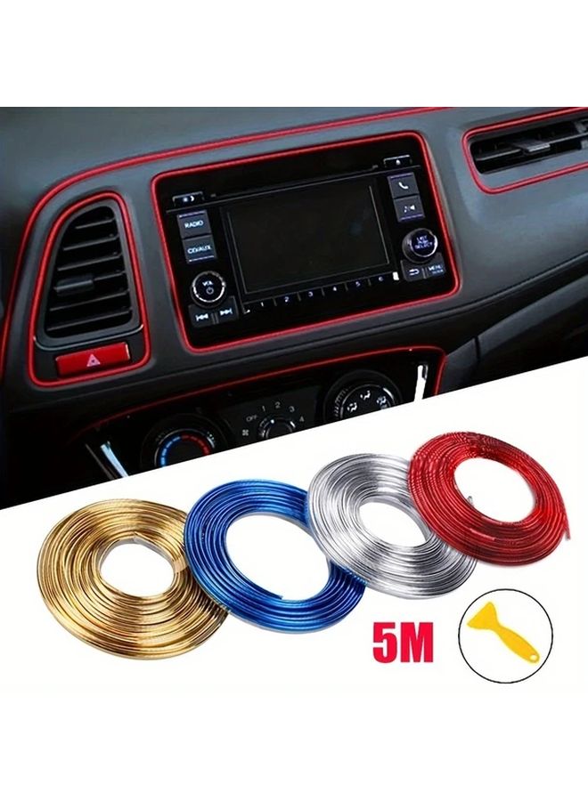 Universal Flexible Car Interior Trim Molding Strip Silvery Color 196.85 Inch - Image 3