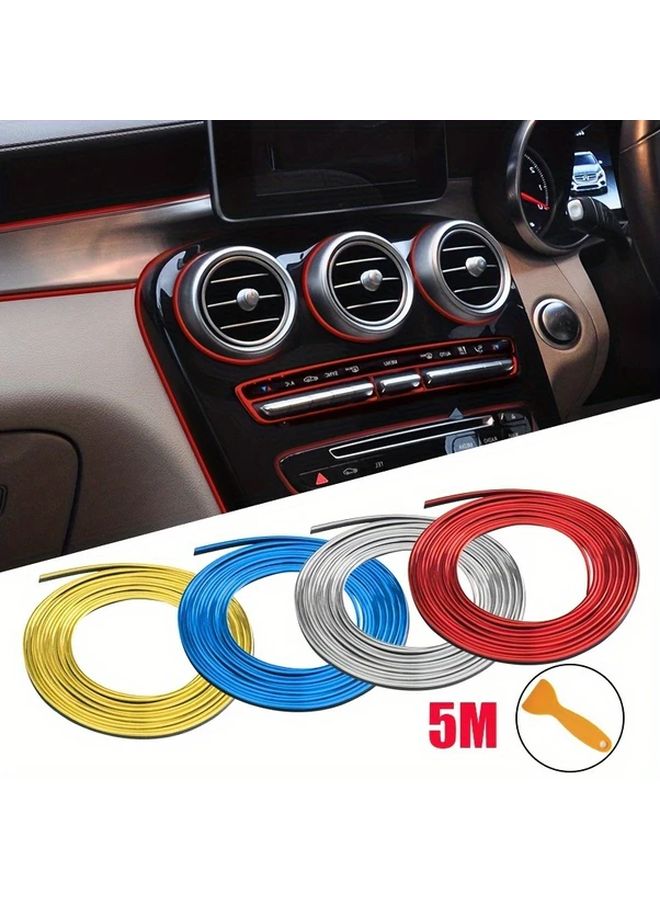 Universal Flexible Car Interior Trim Molding Strip Silvery Color 196.85 Inch - Image 1