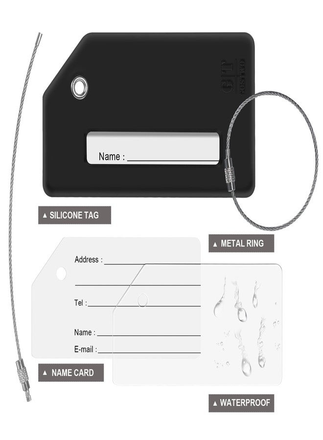 Gostwo 2 Pack Initial Letter Silicone Luggage Tag Baggage Handbag School Bag Suitcase Instrument Tag Orange (F, black) - Image 4