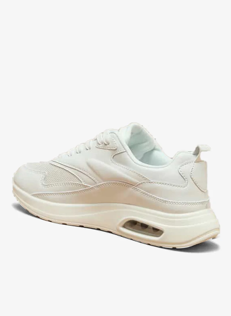 Flora Bella By Shoexpress Women Mesh Textured Lace-Up Low Ankle Sneakers with Pull Tabs