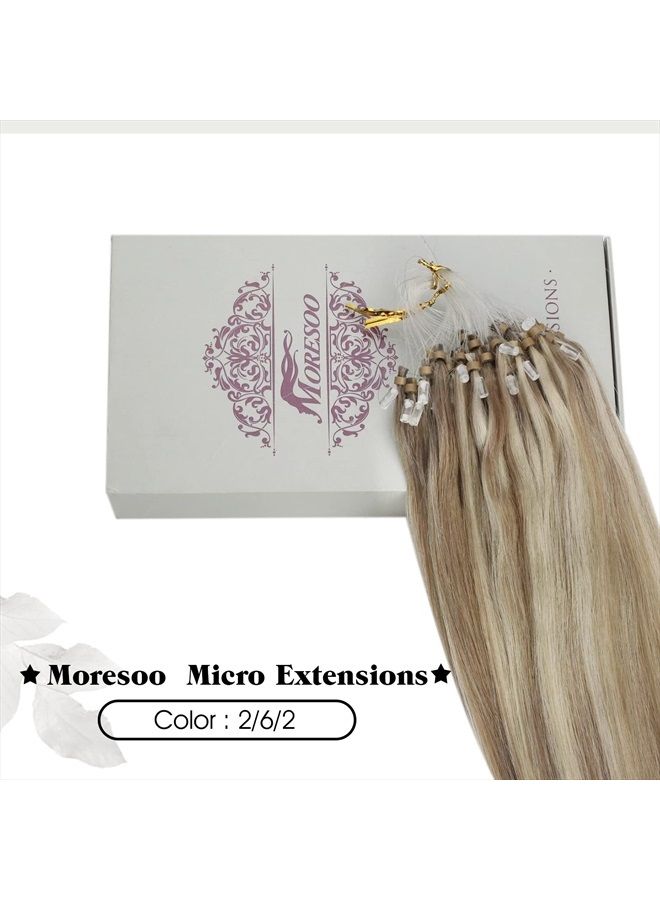 Moresoo Microlink Hair Extensions Human Hair Highlight Blonde Micro Link Extensions Human Hair Light Brown Mixed Platinum Blonde Microbead Hair Extensions Human Hair 50S 50G 1G/S 20In - Image 5