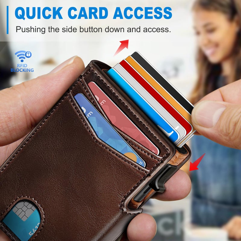 miyozi Men Wallet,with Money Clip Coins Pocket ID Window,Slim Front Pocket RFID Blocking Pop-up Card Holder 3.9"x 2.7", Gift Boxed - Image 5