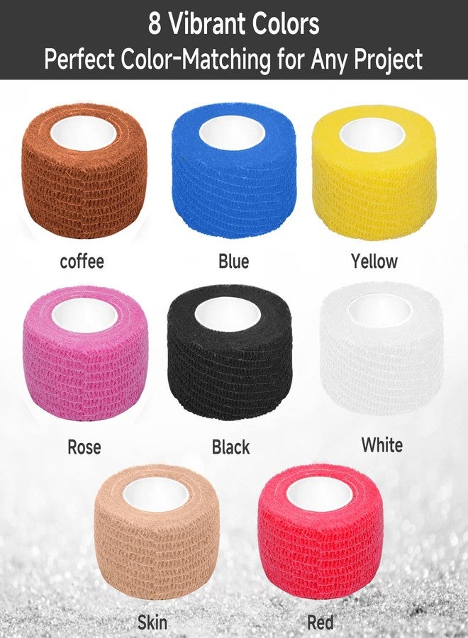 Rimoev 8 Colors Self Adhesive Bandage Wrap (1 Inch x 4.9 Yards Each – Individually Wrapped Sterile Sticky Gauze Wrap Roll for Blister Prevention, Sport Injury – Breathable Latex-Free Tape (8 Rolls - Image 2