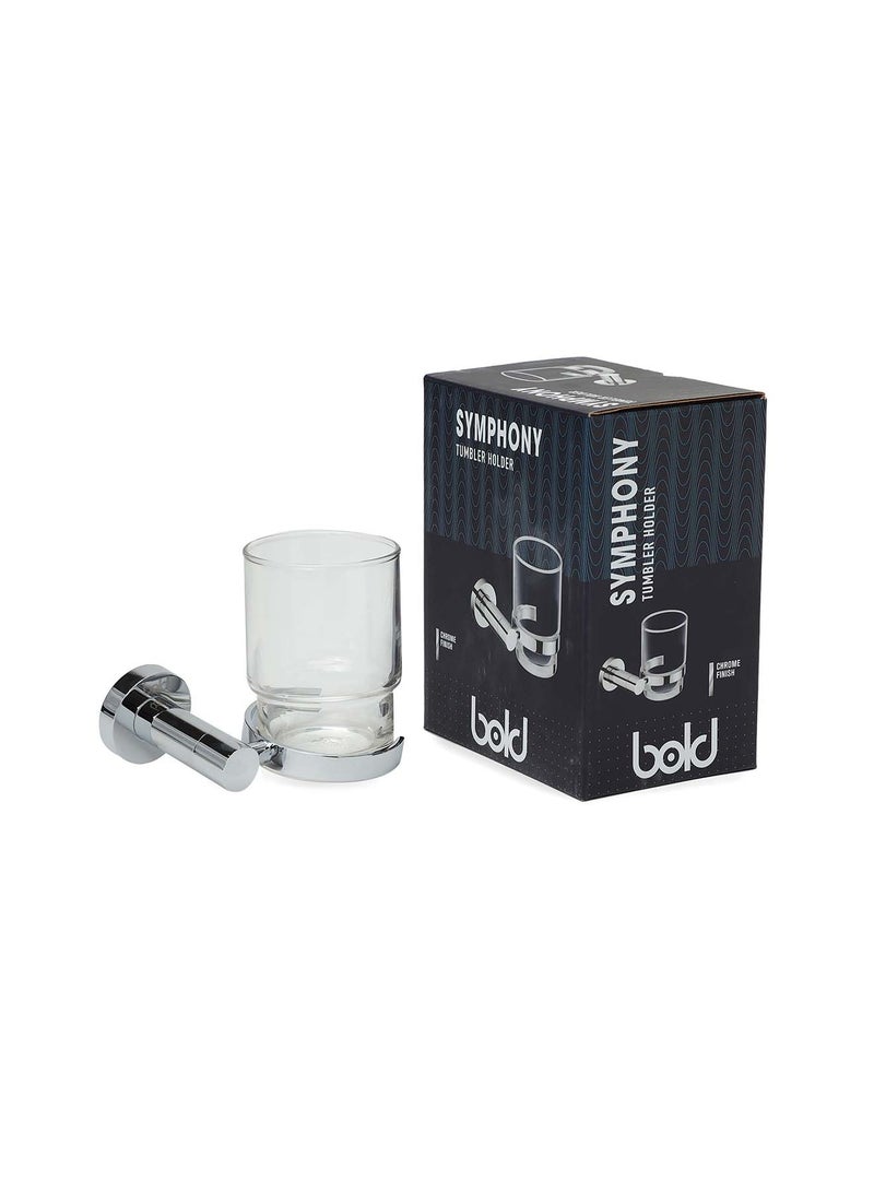 Bold Symphony Tumbler Holder – Elegant Chrome-Plated Brass with Durable Glass Cup, Rust-Resistant, Ideal for Daily Bathroom Use - Image 1