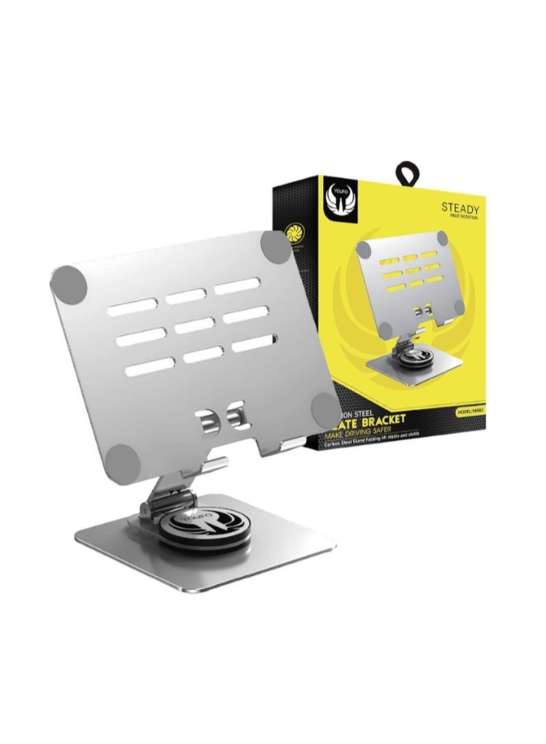 YOUFO - Foldable iPad Stand Model Y4863 - Compact design with a 360-degree rotating base, adjustable and supports all tablets from 4.5 to 12.9 inches - Image 2