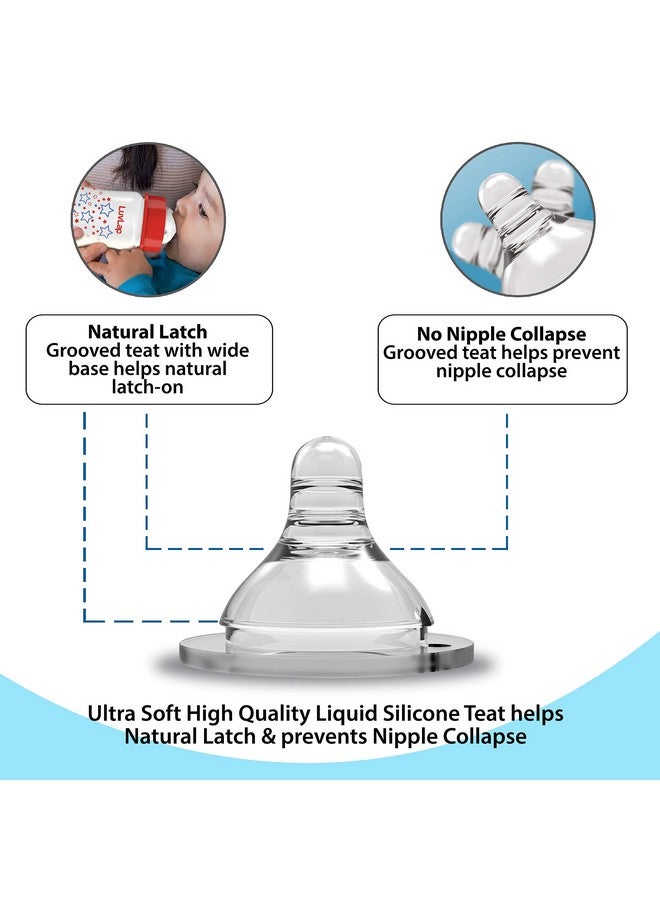 Luvlap زجاجة رضاعة طبيعية مضادة للمغص بفتحة واسعة للأطفال،250 مل، للمواليد/الرضع/الأطفال حتى 3 سنوات،نجوم،خالية من BPA،عبوة من 1،أحمر - Image 3