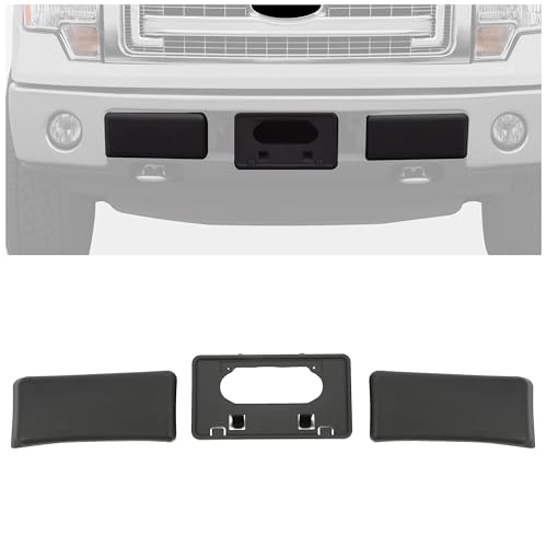 ECOTRIC Front Bumper Guards Pads License Plate Frame Compatible with 20092014 Ford F150 Replacement for 9L3Z17E810B FO1053100 9L3Z17A385A FO1068134 Black