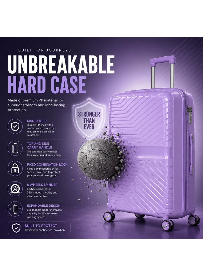 3 Piece Luggage Set, Durable Polypropylene Hard Shell Travel Suitcases with 20, 24 and 28 Inch Sizes for Easy Travel - Image 1
