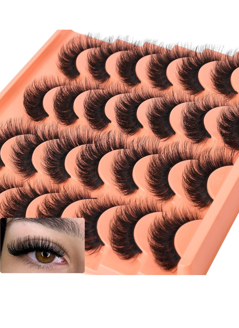 ALICROWN HAIR Short Lashes Natural Look False Eyelashes Thick Fluffy Faux Mink Lashes Pack Wispy Strip Fake Eyelashes Cat Eye Lashes that Look Like Extensions 14 Pairs Black  - Image 1
