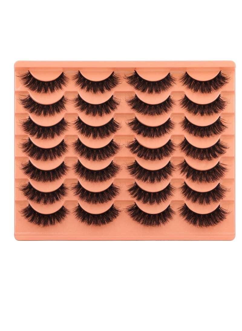 ALICROWN HAIR Short Lashes Natural Look False Eyelashes Thick Fluffy Faux Mink Lashes Pack Wispy Strip Fake Eyelashes Cat Eye Lashes that Look Like Extensions 14 Pairs Black  - Image 3
