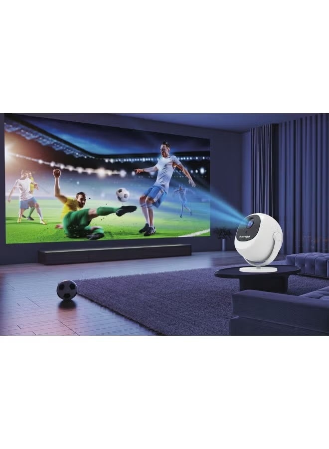 borrego Smart10 Portable Projector with 360° Rotation, 4K Support, 220 Lumens, Auto Keystone, WiFi and Bluetooth, Built-In Apps, HDMI Input, Android 11.1 Compatible, White - Image 3