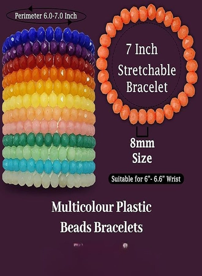 VIYANSHI Multicolour Beads Bracelet Set for Women and Girls - Stylish Everyday Acrylic Beaded Stackable Bracelets Combo, Set of 12 - Image 4