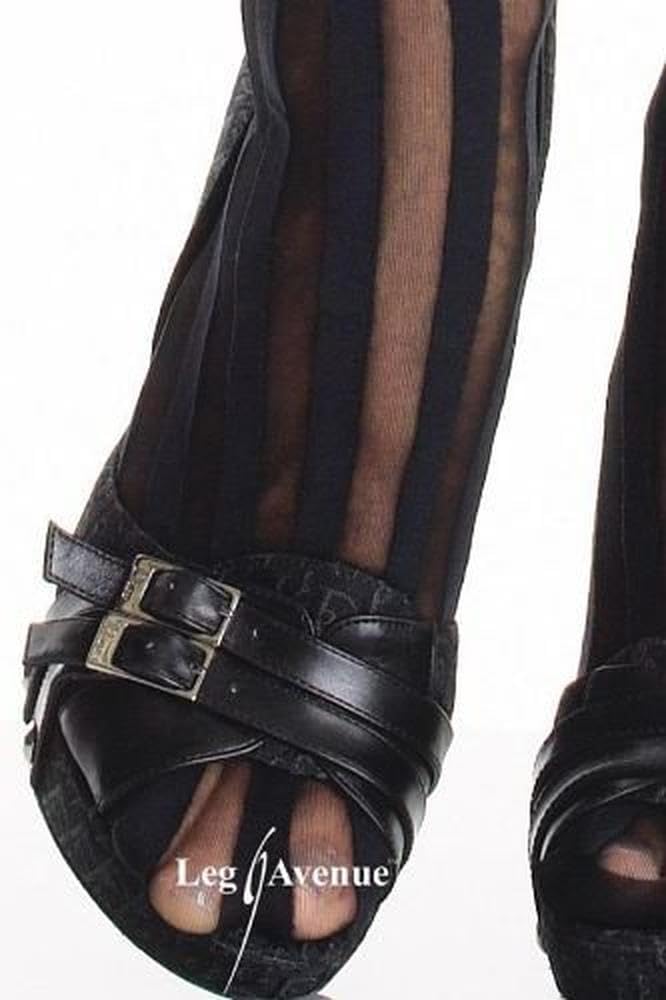 Leg Avenue womens Hosiery Lace Thigh Highs pantyhose, Black Stripe, One Size US - Image 5