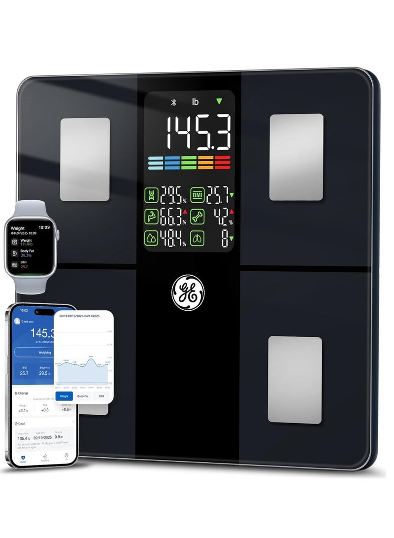 general GE Scale for Body Weight, Body Fat, BMI, Muscle Mass, Smart Bathroom Scales with 14 Body Composition Metrics with Large Display, Accurate Bluetooth Weighing Machine with Fitness App, 400 lbs - Image 1