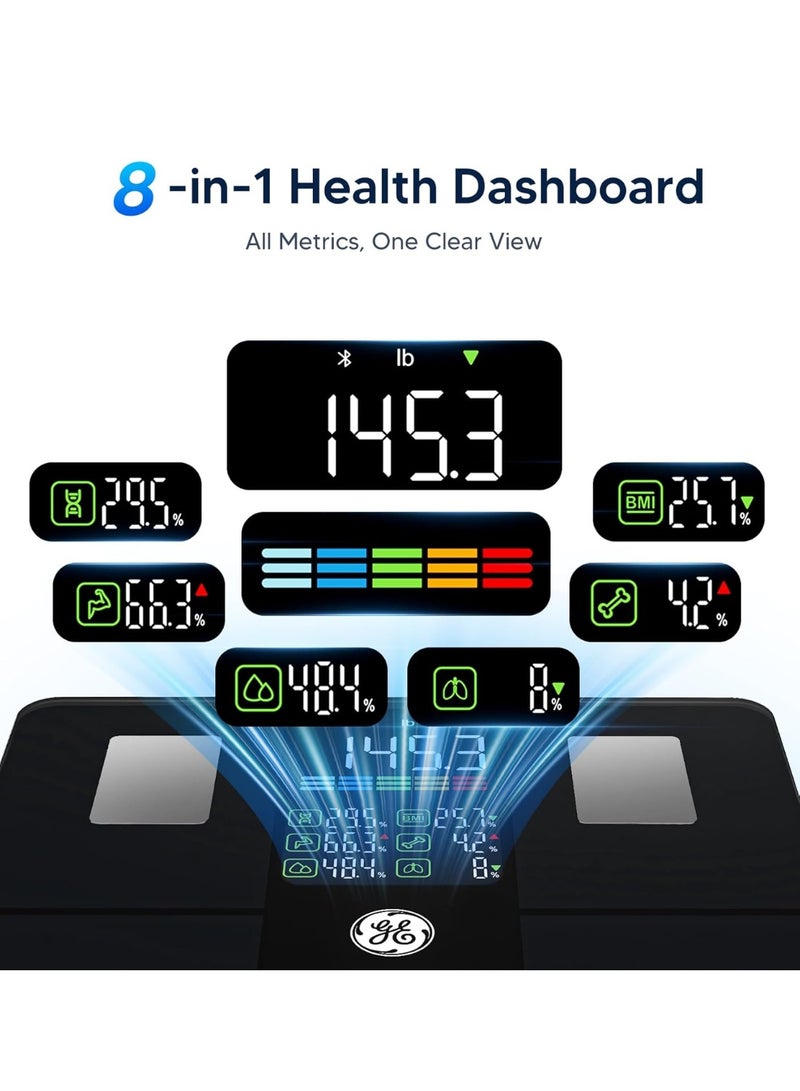 general GE Scale for Body Weight, Body Fat, BMI, Muscle Mass, Smart Bathroom Scales with 14 Body Composition Metrics with Large Display, Accurate Bluetooth Weighing Machine with Fitness App, 400 lbs - Image 2
