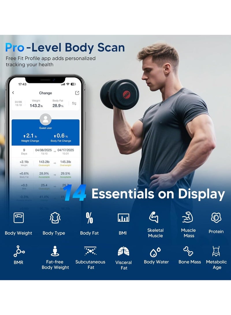 general GE Scale for Body Weight, Body Fat, BMI, Muscle Mass, Smart Bathroom Scales with 14 Body Composition Metrics with Large Display, Accurate Bluetooth Weighing Machine with Fitness App, 400 lbs - Image 3