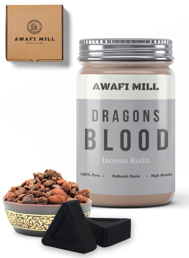 Awafi Mill Dragons Blood Incense Resin | Finest Grade 100% Natural Aromatic Tree Gum Sap Solid Crystals with Triangle Charcoal Tablet  - Image 1