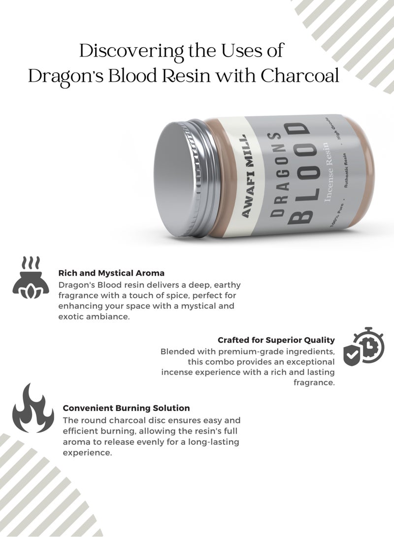 Awafi Mill Dragons Blood Incense Resin | Finest Grade 100% Natural Aromatic Tree Gum Sap Solid Crystals with Triangle Charcoal Tablet  - Image 2