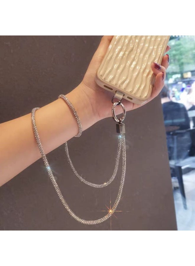 Fashion Crystal Neck Strap Lanyard - Sparkly ID Badge Holder, Rhinestone Necklace for Women, Anti-Lost Cellphone Wrist Strap - Image 3
