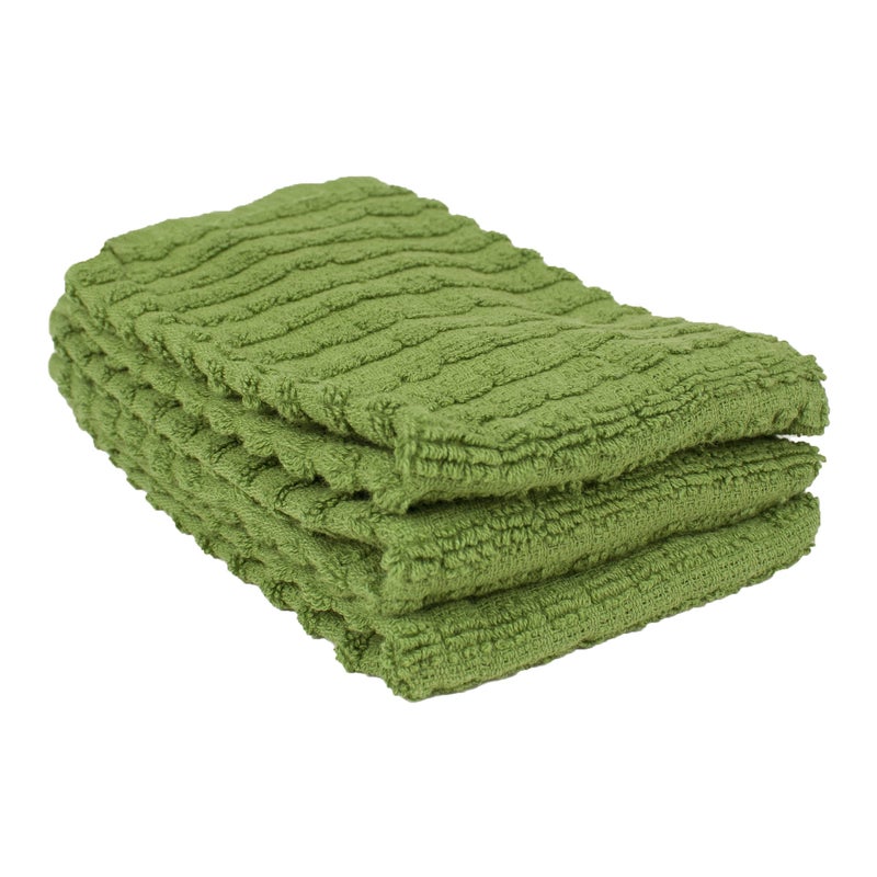 Ritz Royale Collection 100 Combed Terry Cotton Highly Absorbent Kitchen Dish Cloth Set 1334 x 12 3Pack Solid Cactus Green
