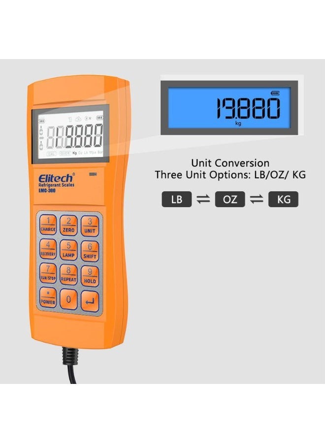 Elitech LMC-300 HVAC Refrigerant Charging Scale with Solenoid 220 Lbs/100kg - Image 4