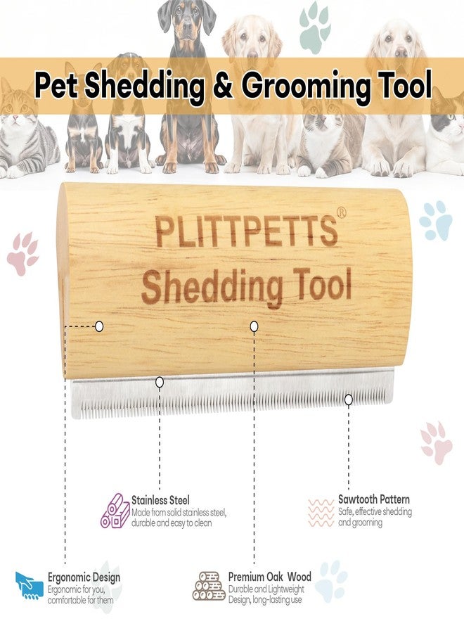 PLITTPETTS Dog Brush for Shedding, Deshedding Grooming Tool for Dogs, Cats & Horses, Dog Grooming Brush Pet Hair Removal Tool Painlessly Remove for All Hair Types, 5.2 Inch Ergonomic Handle - Image 4