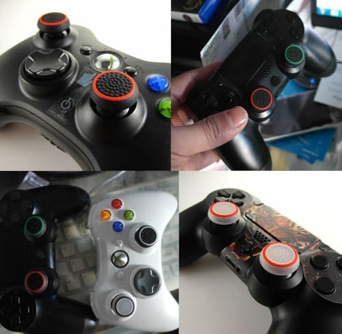 Ambertown Silicone Thumb Stick Grip Cap Joystick Thumbsticks Caps Cover for PS4 Xbox One PS3 Xbox 360 PS2 Game Controllers (Black w/Blue) - Image 3