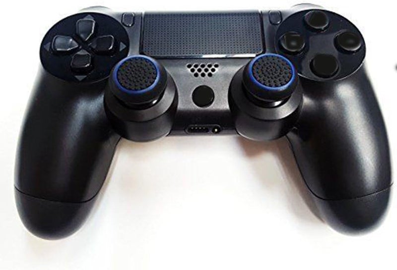Ambertown Silicone Thumb Stick Grip Cap Joystick Thumbsticks Caps Cover for PS4 Xbox One PS3 Xbox 360 PS2 Game Controllers (Black w/Blue) - Image 2