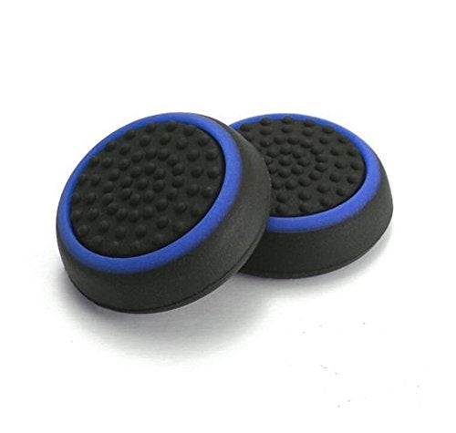 Ambertown Silicone Thumb Stick Grip Cap Joystick Thumbsticks Caps Cover for PS4 Xbox One PS3 Xbox 360 PS2 Game Controllers (Black w/Blue) - Image 5