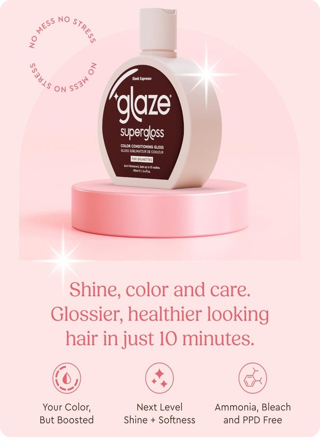 Glaze Supergloss Color Conditioning Gloss With Dispensing Pump - Hydrating Semi-Permanent Color Hair Gloss & Shine Boost - For Natural Medium to Dark Brown Hair - 6.4 Fl Oz - Sleek Espresso - Image 3