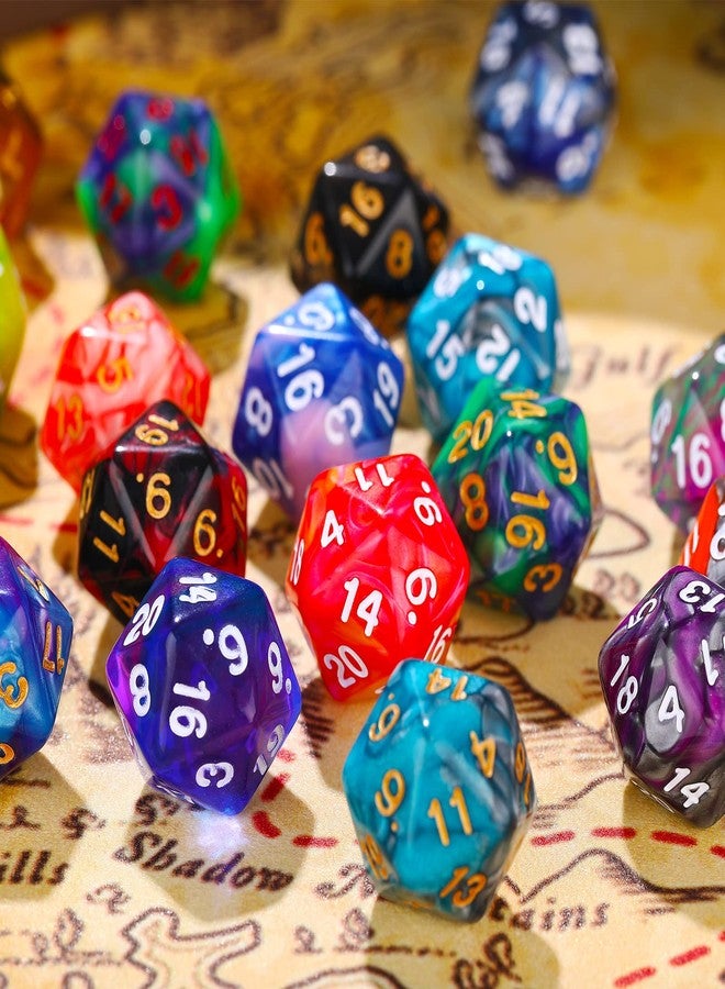 تيكيونايت مجموعة نرد متعددة الأوجه من تيك يونيت، 25 قطعة، 20 وجهًا، مع حقيبة سوداء، متوافقة مع ألعاب تقمص الأدوار مثل ماجيك: ذا جاذرينج وغيرها، بألوان متنوعة عشوائية (نجمة) (نجمة) - Image 2