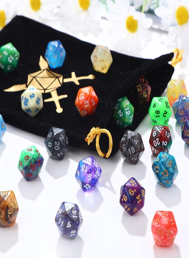 تيكيونايت مجموعة نرد متعددة الأوجه من تيك يونيت، 25 قطعة، 20 وجهًا، مع حقيبة سوداء، متوافقة مع ألعاب تقمص الأدوار مثل ماجيك: ذا جاذرينج وغيرها، بألوان متنوعة عشوائية (نجمة) (نجمة) - Image 5