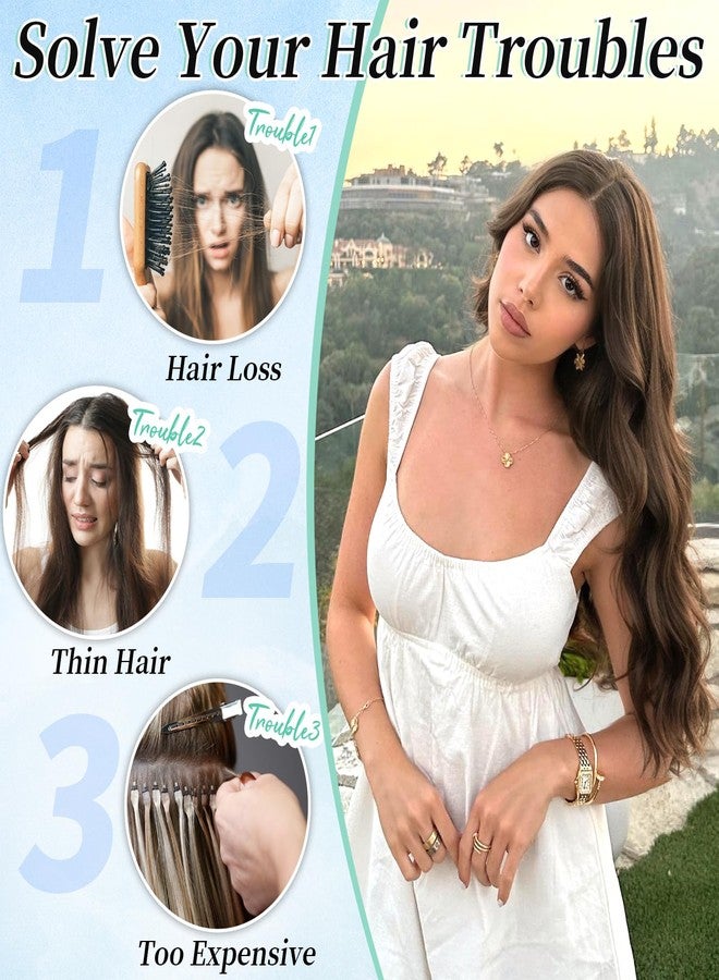 KooKaStyle Clip in Hair Extensions 4PCS Long Wavy Medium Brown Thick Hairpieces for Women Weft Natural Synthetic 20 Inch Daily Use - Image 4