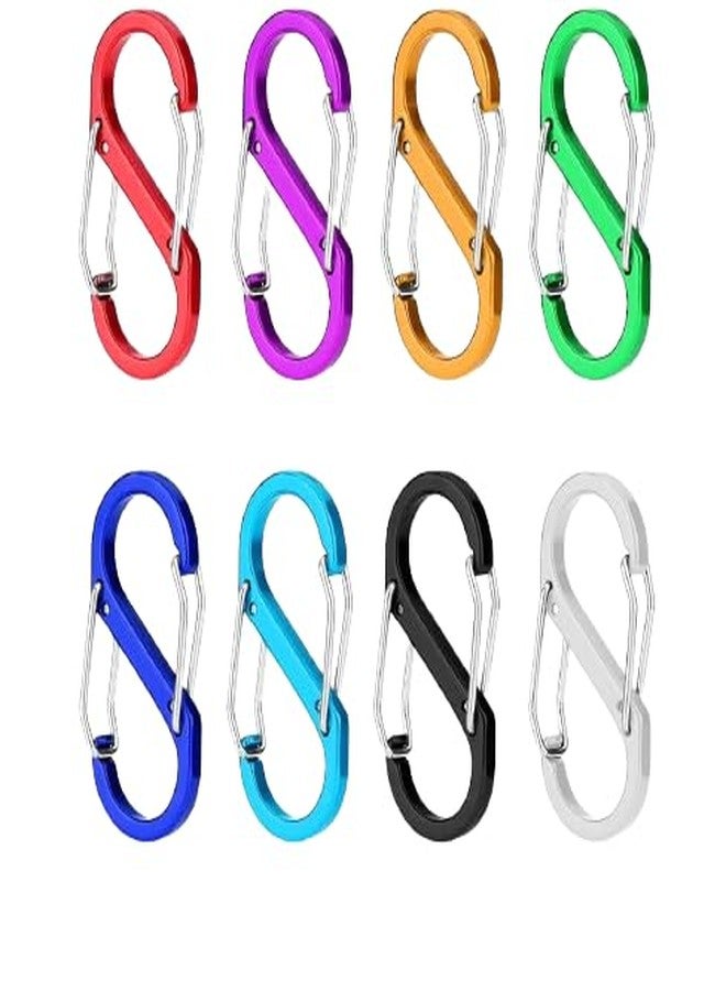 Kidultz (Pack of 5) Carabiner Clip Snap Hooks Lightweight Aluminum S-Type Dual Locking Clips Carabiner Keychain for Hiking Backpack Outdoor Camping Buckle (Multicolour) - Image 1
