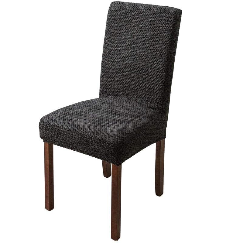 Styleys Elastic Chair Cover Stretch Removable Washable Short Jacquard Dining Chair Cover Protector Seat Slipcover (Pack of 1, Black, JCMC3) - Image 1
