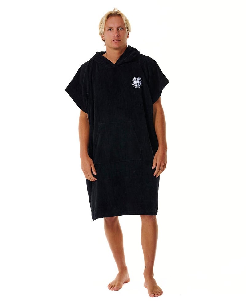 منشفة شاطئية بغطاء رأس بشعار ريب كيرل - أسود