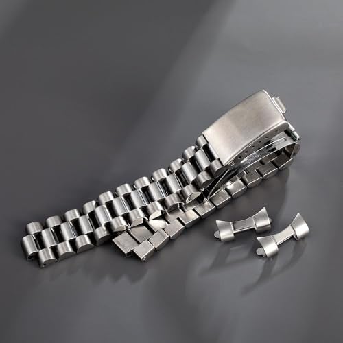 TOMIYOY Curved End 18MM 19MM 20MM Brush Polish Solid Stainless Steel President Watch Strap Band Fit For Rlx Skx Mechanical watch (20mm, Silver) - Image 2