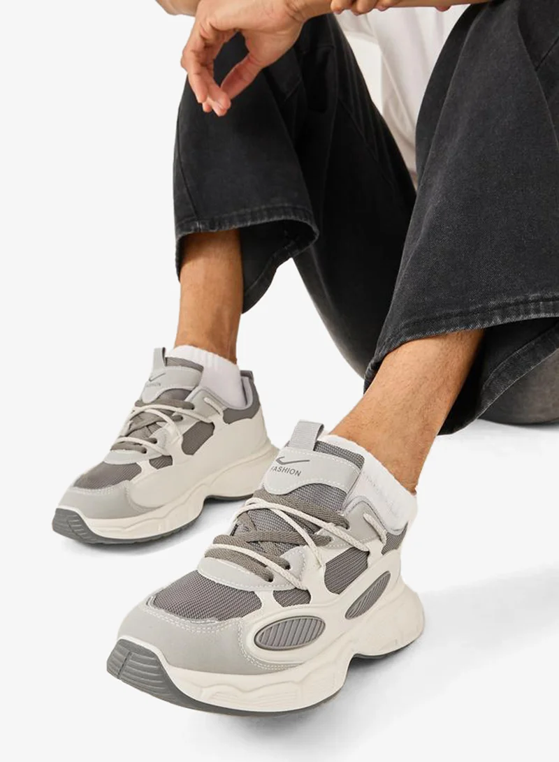Take Two Take Two Textured Chunky Sole Lace Up Sneakers