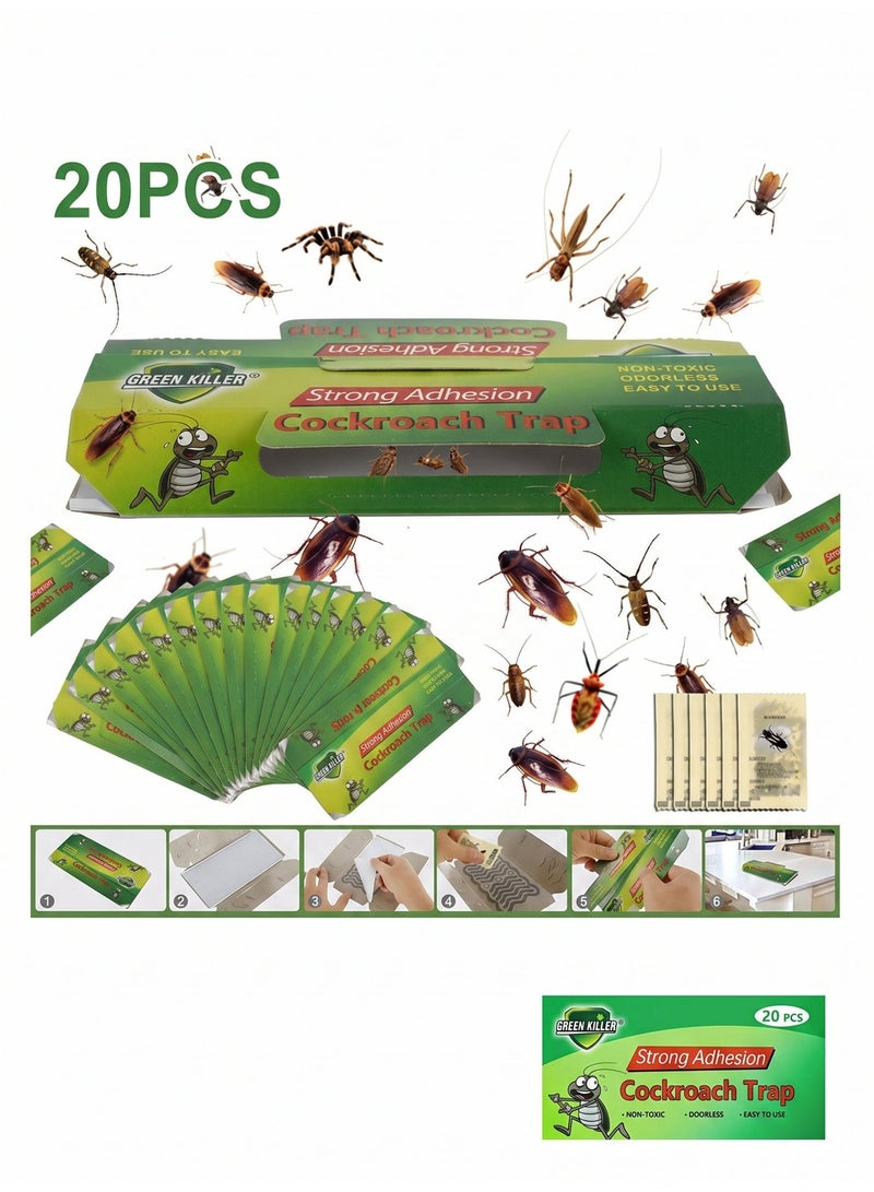 green killer 20 Pieces Strong Adhesion Cockroach Trap In One Box - Image 1