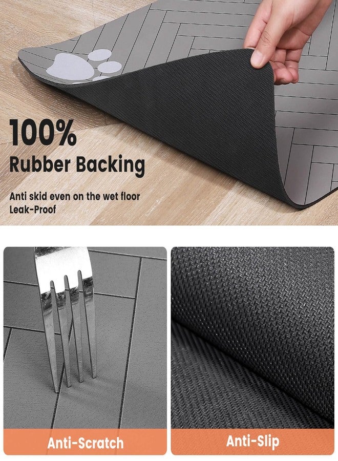 DK177 Pet Feeding Mat-Absorbent Pet Placemat for Food and Water Bowl, with Waterproof Rubber Backing, Quick Dry Water Dispenser Mat for Dog and Cat (12"x20", Striped Light Gray) - Image 5