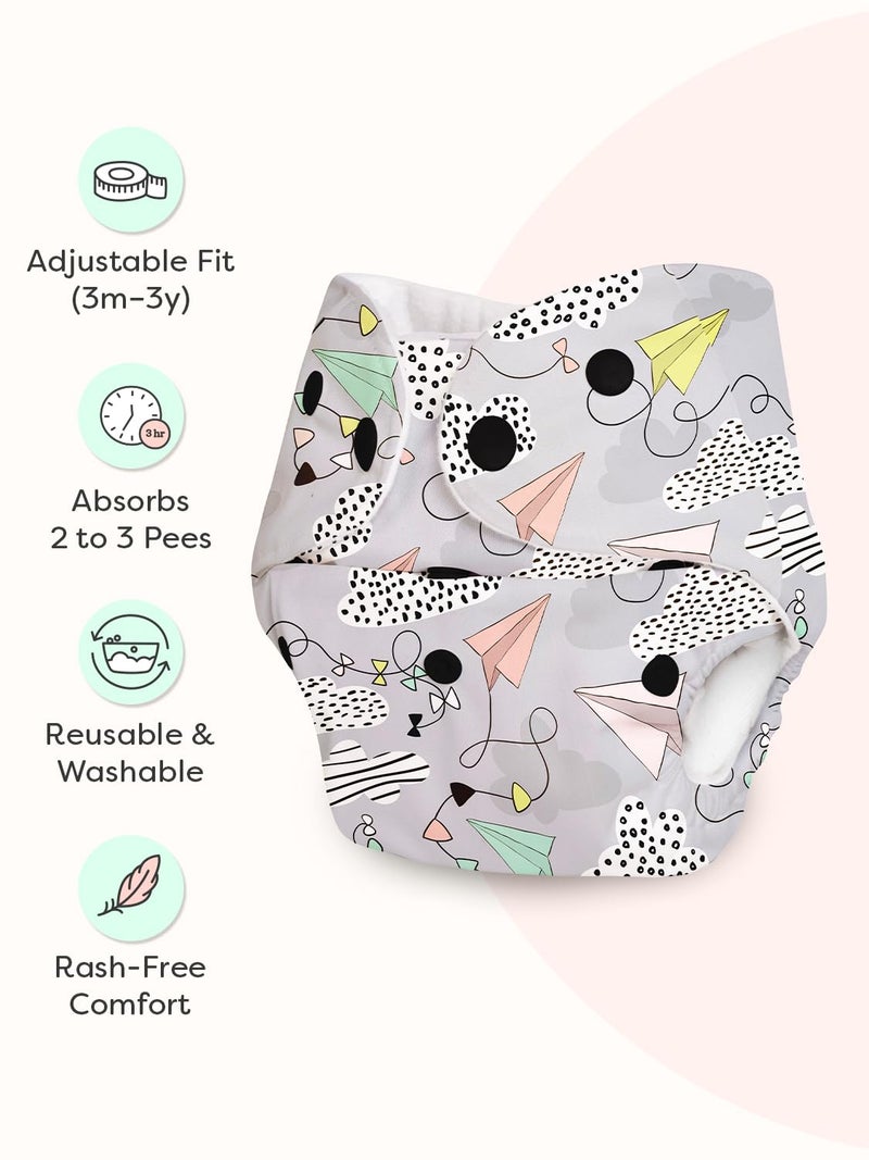 Superbottoms Basic Leakage-proof advanced cloth diapers for babies, High Absorbent 100% cotton 3 reusable diaper and 3 insert pad Combo Pack washable cloth diaper 3M -3Years Adjustable, Reduces Rash - Image 3