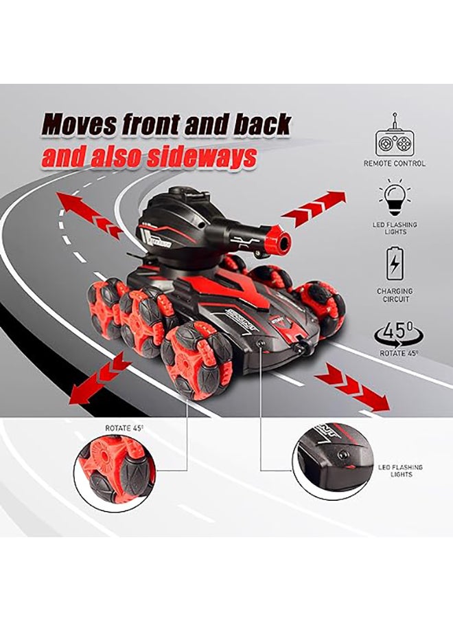 FUNFY - FUNFY Racing Bullet Shooting Stunt RC Toy Car With Two Packs of Bullets | Red | With 6 Wheels for 45 Degree Drive, Off Road, Obstacle Crossing, 4WD & Rechargeable Battery for Kids, Adults & Gifting - Image 1